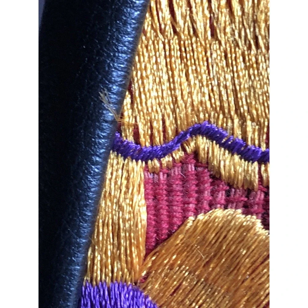 Vintage Y2K Floral Embroidered Leather Shoulder Bag & Wallet Boho Purse Set - Picture 14 of 16